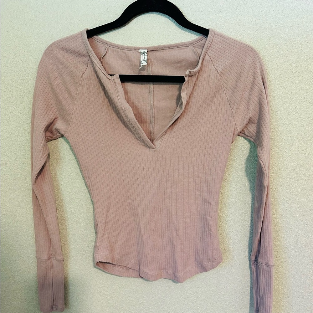 Free People Long Sleeve V-Neck Top